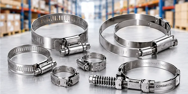 Stainless steel gear clamps and constant tension clamps